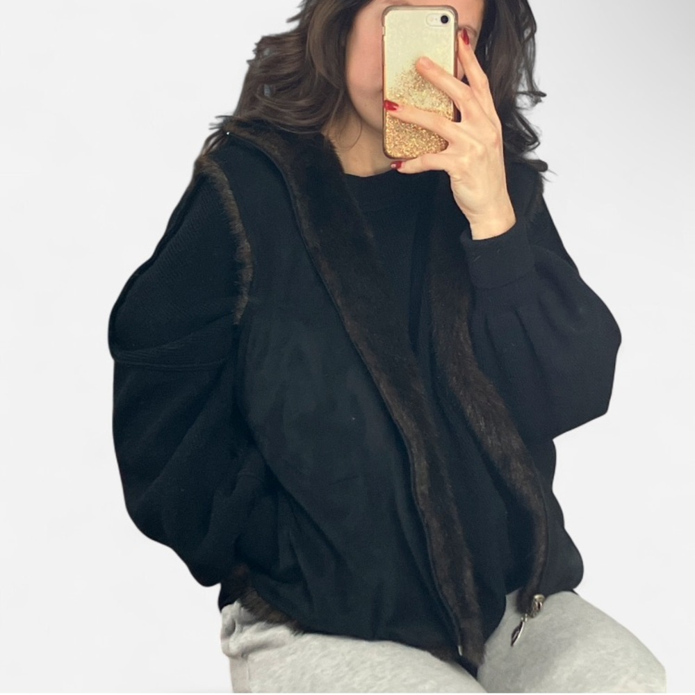 Isabella’s Journey Vintage Brown Fur Reversible Mobwife Glam Coat Old Money